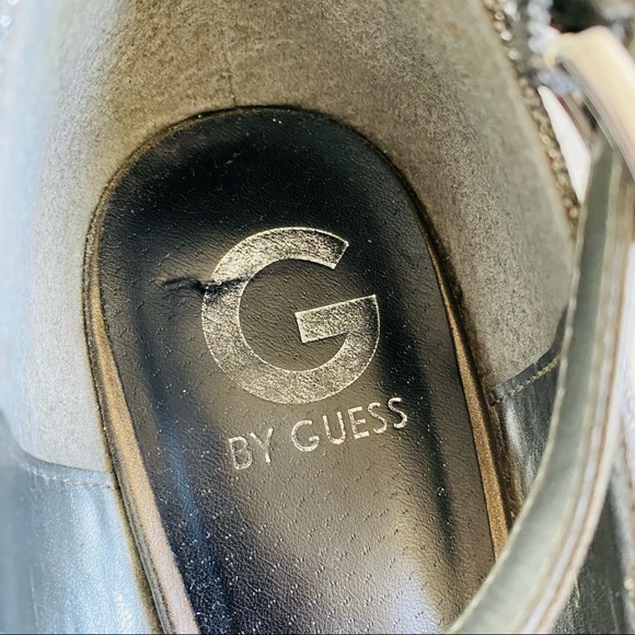 Guess Gray Shimmery Ankle Strap Peep Toe Heels Size 10 - Picture 4 of 7